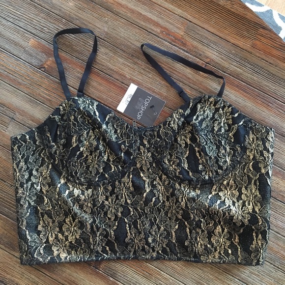 Top Shop gold crop top/bralette - Picture 1 of 3